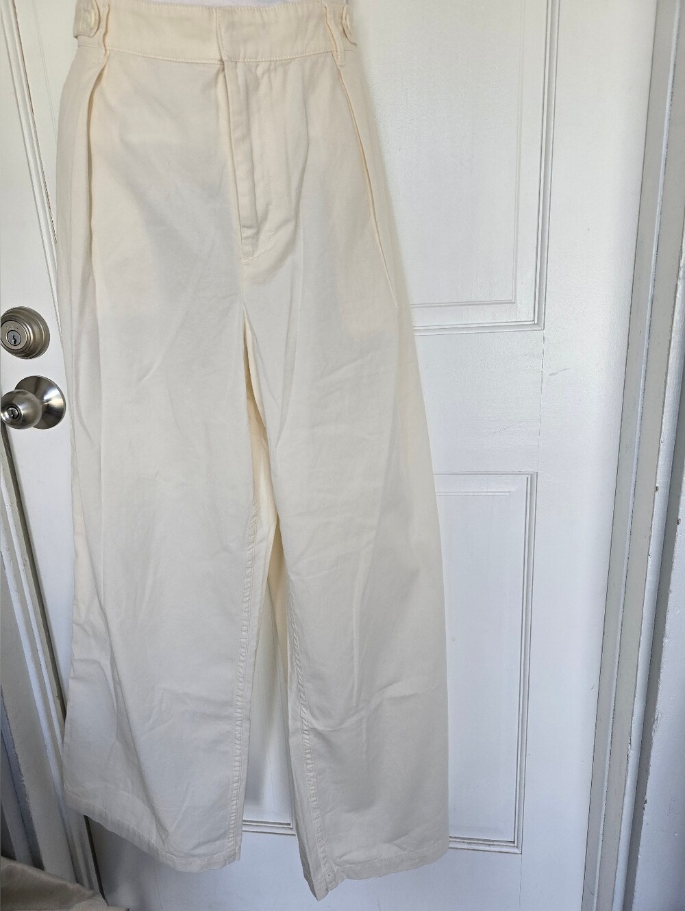 Lucky Brand Pleated Front High Waisted Wide Leg Trousers 100% Cotton Women's 12